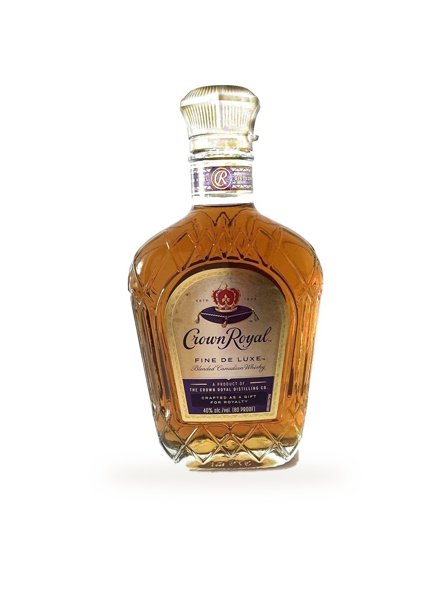 Crown Royal Fine De Luxe, 375 mL faceted whisky bottle — front photograph